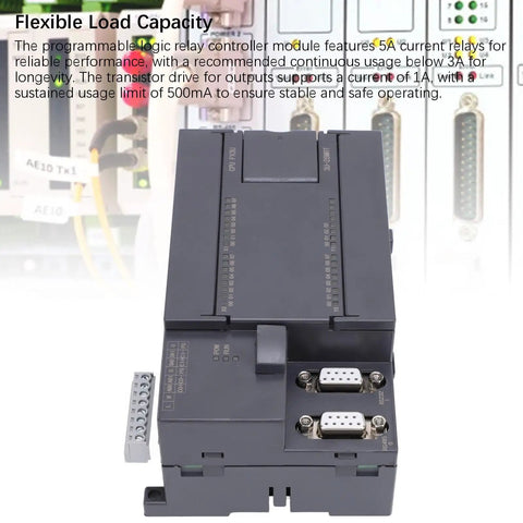 Flexible load capacity feature on 24V PLC Control Module With 32 Bit Fast CPU For Industrial Automation, shown with relay and ports