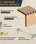 Half blind dovetail template for 12 Inch Dovetail Jig With Templates, Router Bits, And Guide Bushing For Half Blind And Through Dovetails