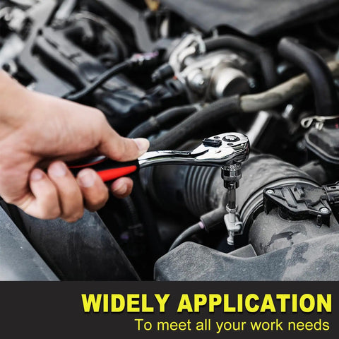 Using 64 Piece External Torx Socket Set With 1/4 3/8 1/2 Inch Drive on car engine, ideal for auto and workshop repairs