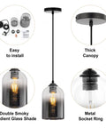 Dope Black Glass Pendant Lights 3 Pack Farmhouse Modern Hanging Island Light with adjustable cord for kitchen island