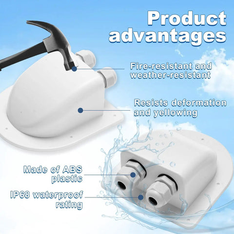 Dual Waterproof Solar Cable Entry Gland For RV And Boat Built Tough With IP68 Rating And Silicone Gasket Keeps Solar Connections Safe From Water Dust And Corrosion, ABS plastic