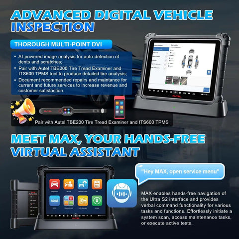 Heavy Duty OBD2 Diagnostic Scanner For Autos Featuring Seamless Bidirectional Controls Ecu Flashing And Full Topology Mapping showing touchscreen interface and diagnostic tools in a professional setting.