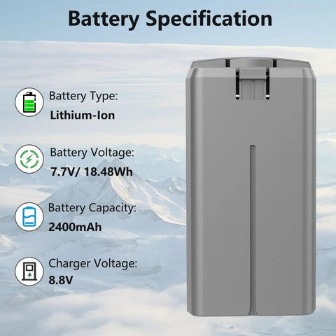 Two Pack 2400mAh 7.7V Battery Set With Display Charging Hub For DJI Mini 4K Mini 2 Mini 2 SE Mini SE specifications image