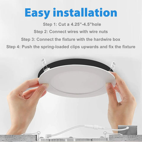 4 Inch LED Recessed Downlight Kit, 12 Pack, 5CCT Selectable Canless Ceiling Light with J Box, Ultra Thin Dimmable Recessed Fixture, 2700K 3000K 3500K 4000K 5000K for Home and Commercial