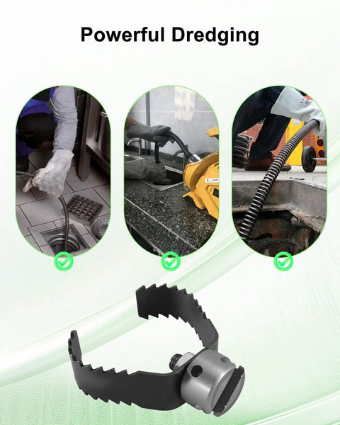 Knock Out Stubborn Pipe Clogs Fast With This Heavy Duty Three Inch Sharktooth Root Cutter Blade Fits K-60-SE Drain Cleaners Replaces 98055 T-150 7/8 Cable Rock Solid shown in use for powerful dredging.