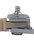 Close-up of Door Stop Kit for Bi Passing Doors Pack of 2 Silver Finish Heavy Duty Door Stops for Double Doors, side view.