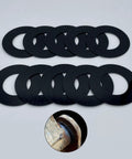 40mm Bucket Pin Shims Kit - 10-Piece Engineering PP Spacers And Washers For Compact Excavators And Skid Steers, Dust Shield To Cut Debris, Pro-Grade Wear-Resistant Pin Joints For Hardcore Dirt Work, black PP shims shown flat