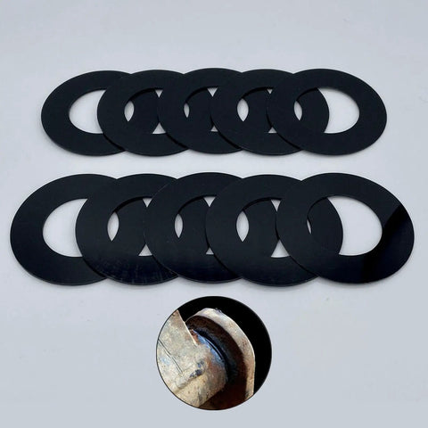 40mm Bucket Pin Shims Kit - 10-Piece Engineering PP Spacers And Washers For Compact Excavators And Skid Steers, Dust Shield To Cut Debris, Pro-Grade Wear-Resistant Pin Joints For Hardcore Dirt Work, black PP shims shown flat