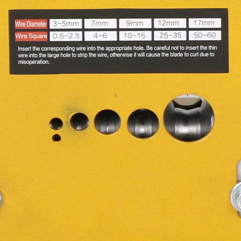 Handy Portable Wire Stripping Tool Crafted From Durable Metal For Reliable Home And Workshop Use showing wire diameter and square size measurements.