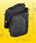 MTX 2.0 TrunkBag DXP With Expandable Panniers For Bike Rack, side view showing dimensions and design features, 22.6L capacity.