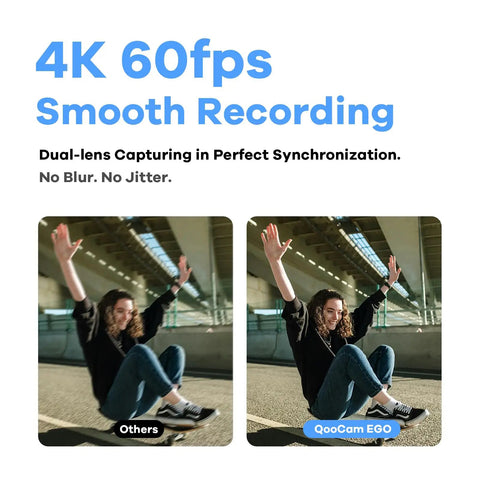 Comparison of video quality at 4K 60fps showing two frames; one with blur and one using Viewer Integrated 3D VR Camera With 24MP Photos And 8K Stills, 4K60 Video, Stereoscopic 3D Instant Display, All In One, Plug And Play, Compatible With VR Headsets AR Glasses And Projectors, Charging Kit Included, without blur.