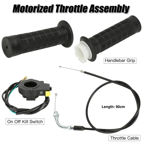 Twist Throttle Cable And Grip Assembly For Two Stroke 49Cc 50Cc 66Cc 80Cc 100Cc Gas Motorized Bicycles With Seven Eighths Inch Handlebar Fitment 22mm Easy Replacement Bike Part