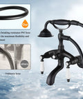 Clawfoot Tub Faucet Matte Black With Handheld Shower, Wall Mount Tub Filler, Two Handle Waterfall Style Spout shown