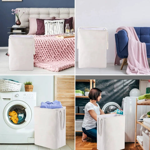 Two Pack Stand Up Laundry Hampers With Built In Lining Detachable Rods Handy Handles And Brackets Collapsible Washing Bins