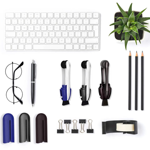 Front view: 3-pack portable microfiber eyeglass cleaners with carbon microfiber technology and mini sunglasses brush