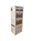 Box of Hot And Cold Tower Bladeless Fan Heater AM09 White Silver Refurbished showing product features.