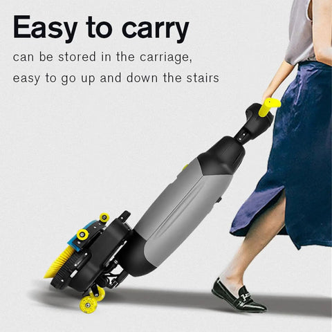 Ultra Powerful Handheld Sweeper With Brushing Washing And Blowing Dry Functions For Hard Floors. Features Dual Shaft Roller Brushes, Rotating Head, 80 Min Battery Life, And Adjustable Speed Settings. Perfect For Hotels Malls And Offices To Tackle Heavy