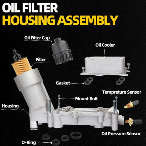 Heavy Duty Aluminum Oil Cooler And Oil Filter Housing Kit With Gaskets And Sensors For 2011 2016 Chrysler 200 300 Charger