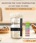Sourdough Starter Kit 24 Oz With Date Marked Feeding Band Thermometer Cloth Cover Jar on kitchen counter