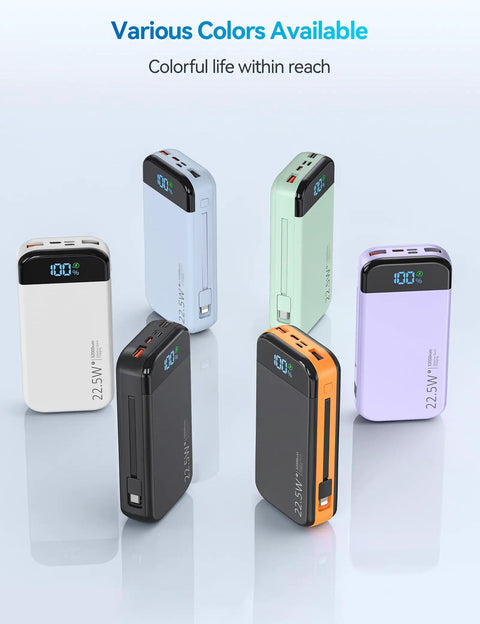 Ride Or Die Portable Charger With 32000Mah Capacity And Built In Cables Featuring Usb C Fast Charging For Phones Tablets All Day Juice Hardcore Build Quality in various colors.