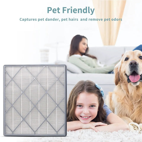 Replacement Filter For Air Purifier 6 That Delivers Pro Grade Clean Air With True HEPA H13 Filtration 3 In 1 System, family with dog