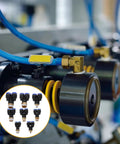 Top Tier 16 Piece Air Hose Connector Fitting Kit Made With Tough Abs And Copper For Fast Push-To-Connect Setup On Any Air Compressor Or Pressure Washer Job, blue hose fittings