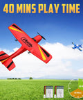 Beginner Friendly Ready To Fly RC Airplane With Self Stabilization For Kids And New Pilots in flight, red durable foam glider
