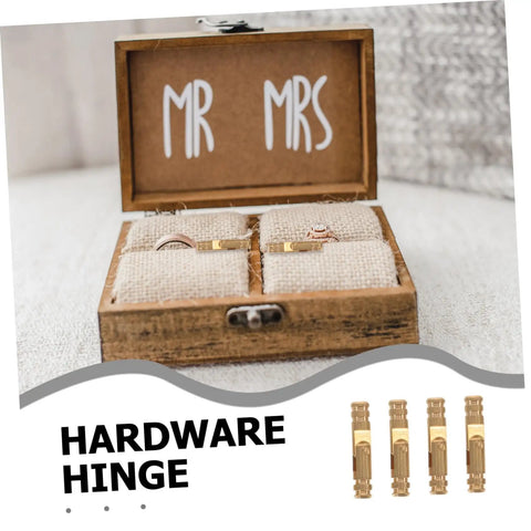 Brass Barrel Hinges 25 Pcs For Jewelry Box And Keepsake Box With Hidden Cylindrical Design displayed on linen