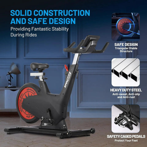 Five In One Exercise Bike For Home Gyms With 350 Lb Capacity 32 Level Magnetic Resistance And Safety Brake side view