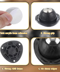 Heavy Duty Black Stainless Steel Caster Wheels Four Pack With Nifty Self Adhesive Backing showing thick foam adhesive and ABS frame design.
