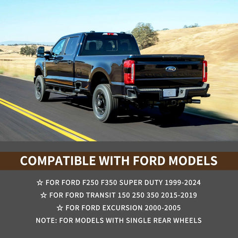 Rear view of Ford F-Series truck compatible with 2 Piece Rear Axle Wheel Bearing Seal And O Ring Kit For Ford F Series Super Duty F250 F350 1999 2024
