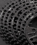 Close-up of stacked 42T 110BCD 4 Bolt CNC Aluminum Narrow Wide Chainring for road bike drivetrain upgrade showing teeth detail.
