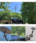 Two Pack Beefy Antenna Mast Clamp V Jaw Block Kit With 5.5 Inch Bolts Anti Rust Heavy Duty Pole To Pole Mounting Bracket For Ham Radio CB TV Pipe Flag Posts Umbrellas And Parasols 3 Setup Options, mounted antenna