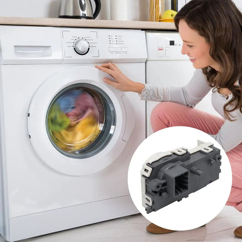 Heavy Duty Washer Door Assembly Replacement Kit With Locking Mechanism And Sensor Tech Prevents Accidental Door Open During Wash Cycles Durable Metal Door Latch For Home Laundry Machines, white front-load washer