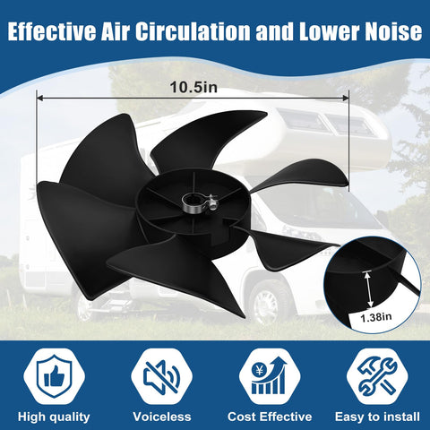 RV Air Conditioner Fan Blade Replacement Compatible With Dometic Brisk And Duo Therm showing fan blade dimensions