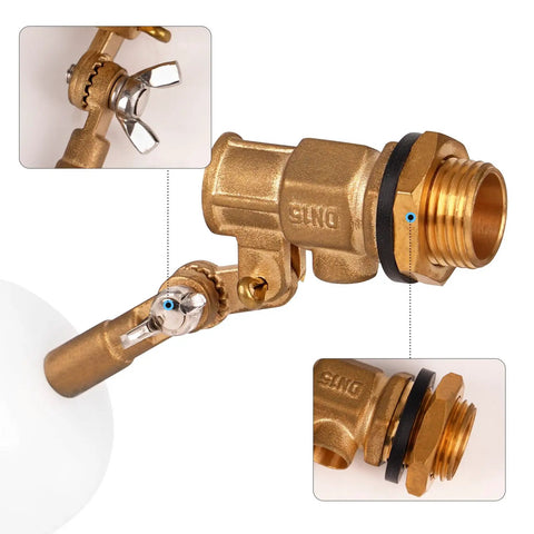 Half Inch Brass Float Valve With Adjustable Arm Auto Fill And Shut Off For Water Tank Livestock Trough Fountain Pool Pond 60 PSI Durable Brass Construction Leak Free Seal