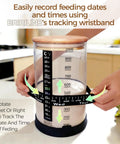 Pro Sourdough Bread Starter Kit With 34 Oz Jar Funnel Opening Silicone Cover and tracking wristband for feeding dates.