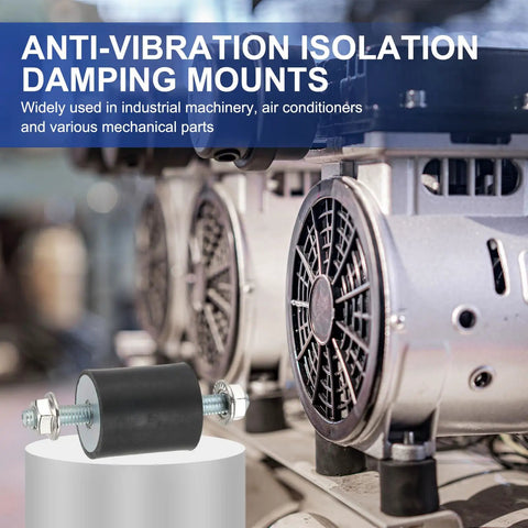 M6 Rubber Isolator Mounts Eight Pack Anti Vibration Dampers For Motors Air Compressors And Engines 56mm Tall 20x20mm Base M6 Thread Lock Nuts Included Heavy Duty Vibration Dampening on motor mount