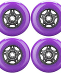 Pro Grade Inline Skate Wheels With ABEC-9 Bearings And Floating Spacers For Roller Hockey Skates, 85A Indoor Outdoor, 4-Pack, Purple