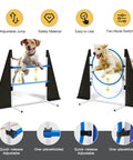 Backyard Dog Agility Training Course Set For Pets, Easy Setup Obstacle Course with adjustable hurdles and jump ring.