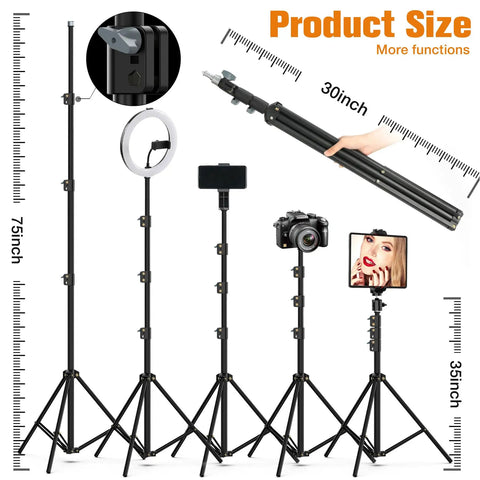 Big 22 Inch Ring Light With Stand And 75 Inch Tripod For iPhone iPad LCD Display Four Clips Two USB Ports 2600K To 6500K