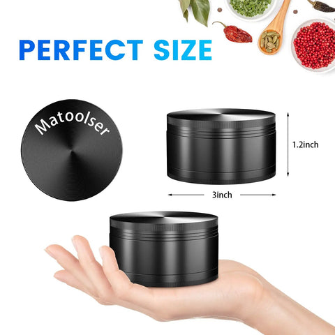 3 Inch Manual Spice Grinder For Kitchen With 3 Piece Design No Mesh Screen Durable Zinc Alloy Construction Sharp Teeth