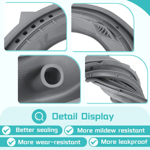 Upgraded W11314648 Washer Door Boot Seal Replacement For Maytag Inglis Amana, gray rubber gasket detail display