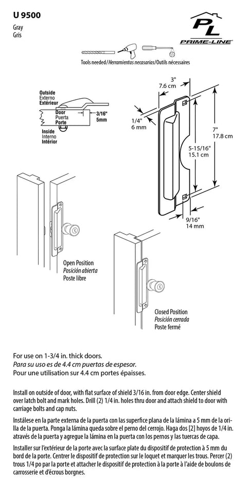 Latch Guard Plate Cover For Out Swing Doors, Stainless Steel Security Shield To Deter Forced Entry, Easy Install, 3x7 Inch diagram