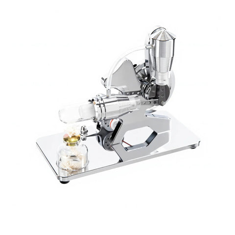 Hot Air Stirling Engine Educational Toy Kit With Multicolor LED Lights And DIY Electricity Generator Unique L Shape Engine Design Hands On Science Kit For Curious Minds And Kids, silver metal kit
