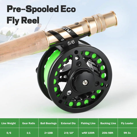 4 Piece Lightweight Nine Foot Graphite Fly Rod And Reel Combo Five Six Weight Starter Kit No Frills With Large Arbor Reel Preloaded