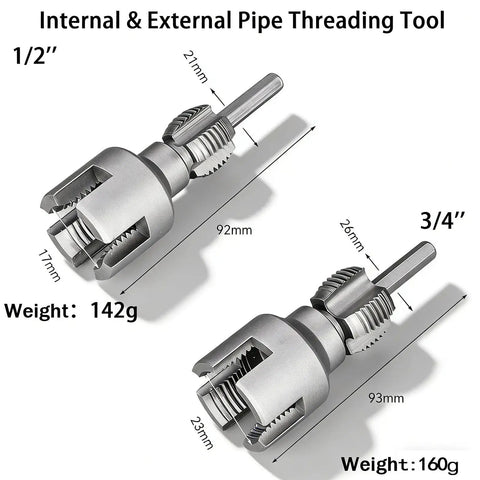 Two Pack DIY Pipe Threading Tool Kit For One Half Inch And Three Quarter Inch Pipes With Internal And External Threading Dies