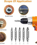 Hot Deal Stripped Screw Extractor Kit With Left Tapered Drill Bits For Easy Removal Of Damaged Bolts And Screws High Carbon Steel DIY Tool Set Five Piece Gadgets For Woodworking Pros Making Repairs A Breeze, 5-piece HSS 4341 drill bits on drill