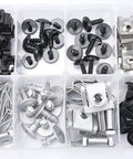 120 Piece Engine Cover Fastener Clip Kit For Audi Porsche VW Skoda, assortment of clips and nuts in various sizes, organized in box