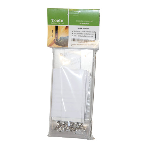 Hands Free Cabinet Door Opener Foot Pull Adhesive Toe Kick 4 Pack No Touch Access for Kitchen Office and Home package